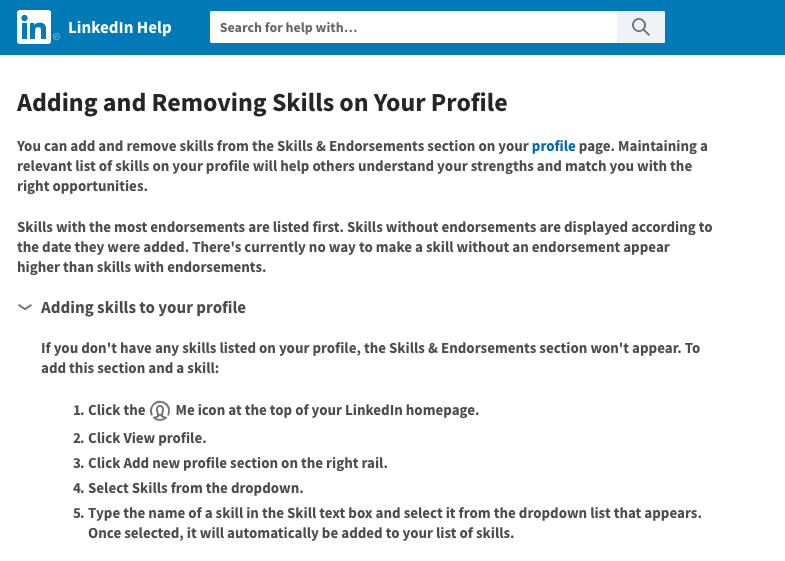 Adding LinkedIn Skills to Your Profile